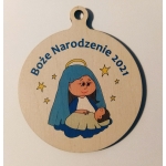 Bombka drewniana z Aniołkiem chłopcem