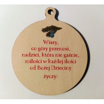 Bombka drewniana z życzeniami