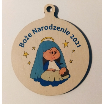 Bombka drewniana z Aniołkiem chłopcem