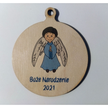 Bombka drewniana z Aniołkiem chłopcem