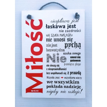 Tabliczka drewniana duża  Hymn o miłości ORW2 18 x 25 cm