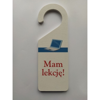 Zawieszka drewniana dwustronna na drzwi - mam lekcje
