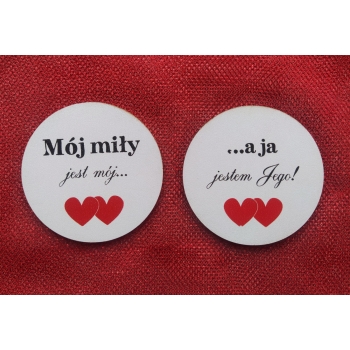 Mój miły jest mój... a ja jestem jego - magnesy dla pary na walentynki